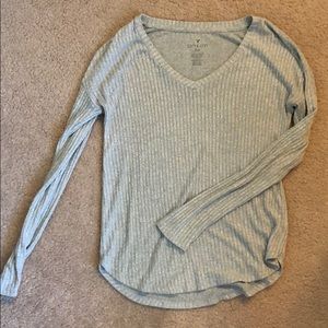mint green American Eagle long sleeve ribbed shirt